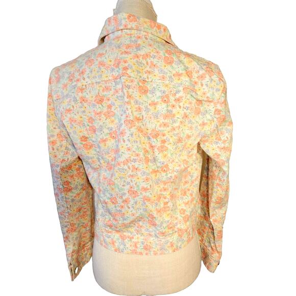 Boho Cottagecore Floral Denim Jacket Pastel Y2K Vintage Feminine Women’s Large - Picture 2 of 9